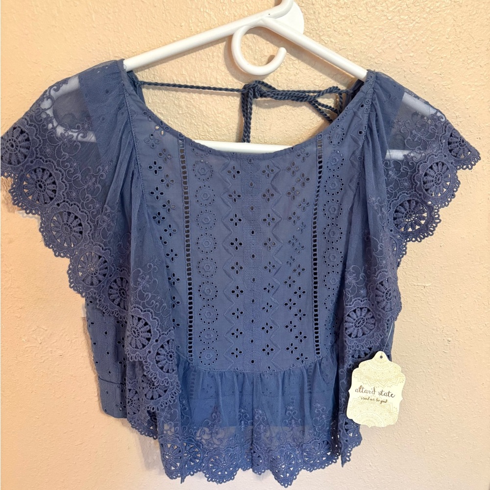 Altar'd State Periwinkle Lace Blouse